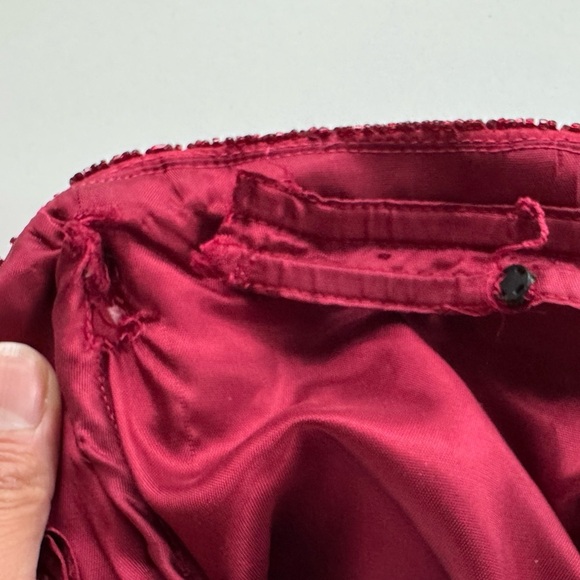 Saks Fifth Avenue Helen Morley Red Beaded Off-Shoulder Silk Evening Gown *FLAWS - Picture 3 of 15